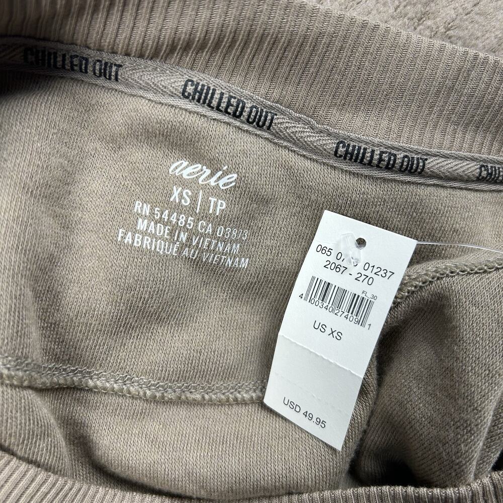 Aerie Chilled Out Sherpa Sweatshirt XS Beige Oversized Top Cozy Lounge - Picture 7 of 9